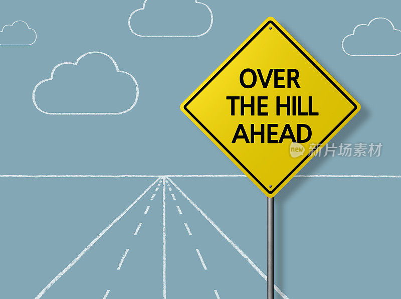 OVER THE HILL AHEAD - Business chalboard背景